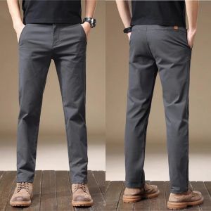 iymuymn  High waist  Suit Pants business straight-leg pants for men