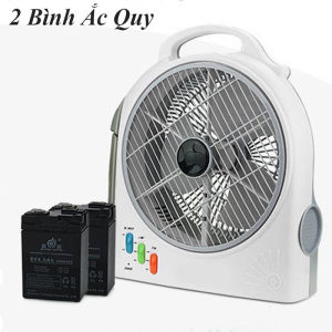 Quạt tích điện DN-3221 cánh 12inch ắc quy khô 2 bình có đèn led chuyển đổi AC/DC dễ dàng - Hàng chính hãng bảo hành 6 tháng