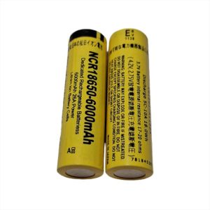 BATERAI BATRE TYPE Lithium 18650 2.75V sampai 4.2V 6000mAh Warna Kuning