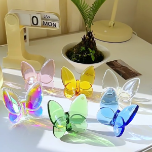 Charm Handmade Crystal Butterfly Lucky Butterfly for Living Room Study and Bedroom Decoration for Bookshelfs Mantels