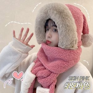 Mũ Kèm Khăn Choàng Găng Tay Mũ Phù Thủy Dày Dặn Giữ Ấm Mùa Đông