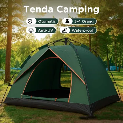Tenda Camping Lipat Otomatis 3-4 Orang Single Layer