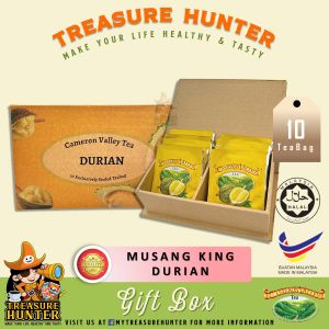 Cameron Valley Musang King Durian Flavour Black Tea 10 Individual Teabags with custom made gift box
