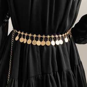 OWNNEW Tassels Coin Waist Chains European Retro Body Jewelry Fashion Dress Decoration Belly Chain for Women