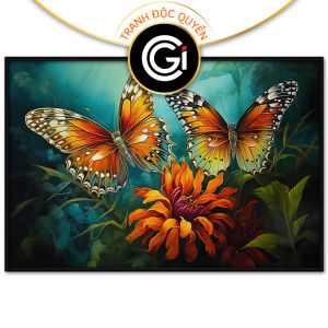 Tranh treo tường tranh dán tường 2 con bướm trong vườn hoa. CGI-162