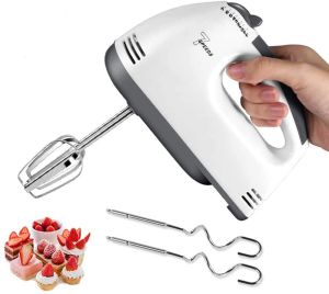 (🇸🇬Shop) HE-133 Electric Hand Mixer 7 Speed Hand Blender quiet baking mixer Cake mixer Includes 2 Egg Beaters 2 Dough Hooks HE - 133
