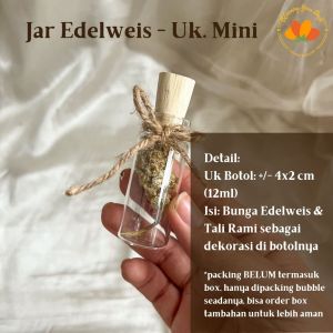 bloomingyourdays edelweiss in jar bunga edelweiss in bottle Edelweis Bottle Bunga Edelweis Kering dalam Botol Edelweis in Jar Edelweis dalam Botol Dried Flower Rustic bunga kering kado aesthetic kado unik