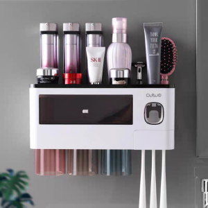 (3Cup)Rak dispenser odol tempat sikat botol sabun dilengkapi dgn gelas/Bathroom shelves 3 cup