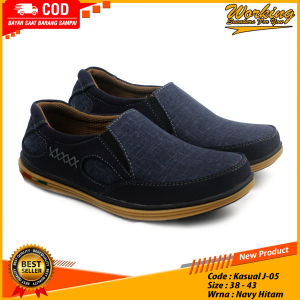 Working Sneakers For You Sepatu Slip On Pria Santai Casual Formal Code J-05 Size 39 - 43