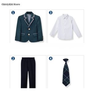 Boys Green Blazers Pants School Uniform Girls Jacket Skirt Shirt Tie Suits Kids Formal Dress Tuxedo Children Student Clothes Set2026