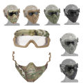 Tactical Half Fask Mask Military Hunting Protective Safety Shooting Masks With Goggles Airsoft Paintball Combat Helmet Masks. 