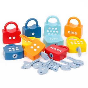 JIANZ Math Count Number Lock Key Toys Unlock Key Number Matching Learning Number Toy Boys Girls Plastic Early Educational Toys Kindergarten