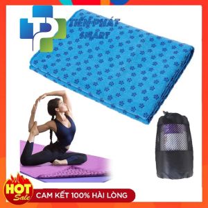 Khăn Trải Thảm Yoga Hạt Cao su Non (tặng kèm Túi đựng )-Màu Xanh Dương  Chống Trơn trượt Tienphatsmart