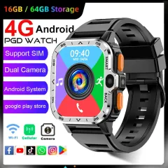 Q668 4G LTE Smart Watch Phone, Android 9.0 MTK6761 8 Core 4GB+64GB Men  Watch BT5.0 IP67 930mAh 2.08 Touch Screen Support SMS Reply/Camera/Video  Call/Wifi/SOS/GPS Fitness Activity Tracker