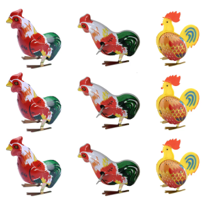 3PCS Antique Windup Rooster Tinplate Toy Model Chicken Figure Clockworks Toy Perfect for Home Decors and Desk Ornament