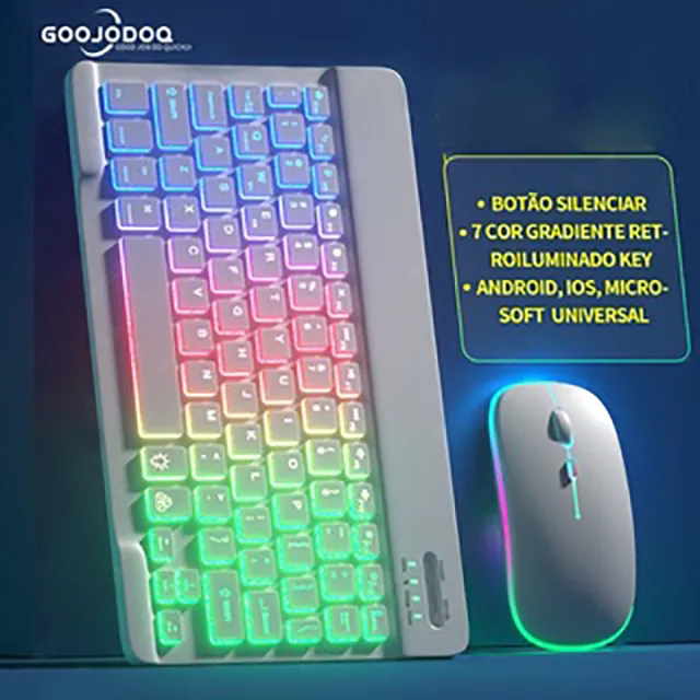 GOOJODOQ 🇲🇾 Backlit Keyboard Bluetooth-compatible Keyboard Backlight Wireless Keyboard and Mouse For iPad Android Windows iOS Phone