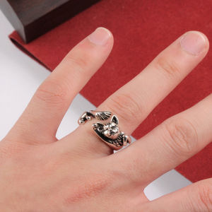[fenggongshuode] Vintage Cute Cat Rings Women Jewelry Trendy Adjustable Ring Gift Party Accessories