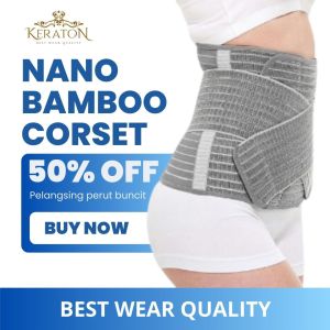 KERATON Korset Nano Bamboo Pengecil Perut Buncit Korset Stagen Ibu Melahirkan Pelangsing Pinggang