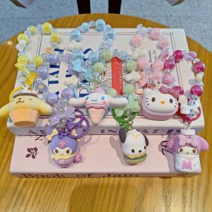 UUMIR สวัสดีค่ะ คิตตี้ ซานริโอ้ คีย์เชน สายแขวน ทำด้วยมือ สายคล้องโทรศัพท์ น่ารัก หลากสีสัน สายคล้องโทรศัพท์มือถือ โทรศัพท์มือถือ