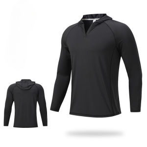 Men Sweatshirts Long Sleeve Quick-Dry Running Marathon Hooded T-Shirt Breathable Hooded Round Neck Top