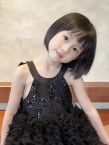 Bob Wigs For Children Short Straight Hair Wig With Bangs Haircut Hair Extension Princess Hairstyle