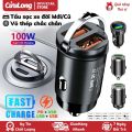Tẩu sạc nhanh ô tô 100W cốc sạc điện thoại xe máy xe hơi chất liệu vỏ thép không gỉ thích hợp phụ kiện oto cho xe đời mới 12V 24V. 
