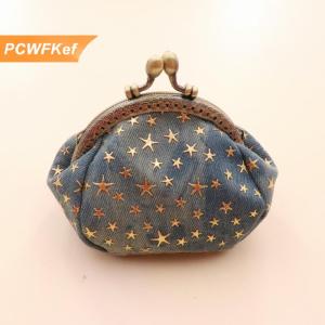【PCWFKef】 Phụ Nữ Giản Dị Denim Đồng Xu Ví Năm Cánh Sao Mini Wallet Khóa Chủ Thẻ Tuyệt vời Cho Hàng Ngày Mang Theo
