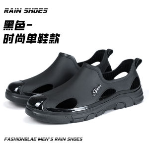 Free Shipping Stylish Low-Top Waterproof Sandals For Men Featuring A Hollow Design For Breathability Making Them Ideal For Outdoor Use Delivery Riders And Providing Slip Resistance And Durability In Rainy Weather
