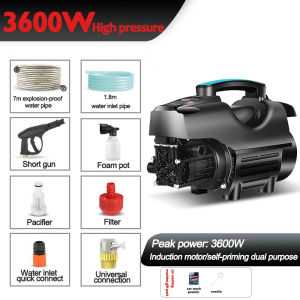 3600W High Power Car Washing Machine Portable High Pressure Washer Heavy Duty Household Automatic Car Washer 220V Power Sprayer Pressure Washer High Pressure Brush Car Water Pump Water Gun Artifact Pressure Washer Sale