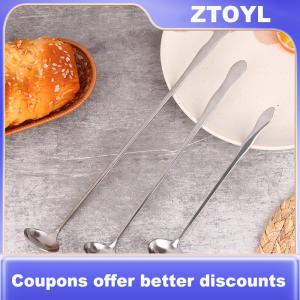 【ZTOYL】 1Pc Stainless Steel Long Handle Stir Spoon Creative Ice Cream Dessert Scoop Cocktail Coffee Tea Mixing Spoon Flatware