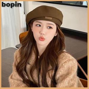 Bopin Cotton Women Berets Winter Hats Vintage French Plaid Top Cap Painter Hat Autumn Winter Street Octagonal Beret Caps