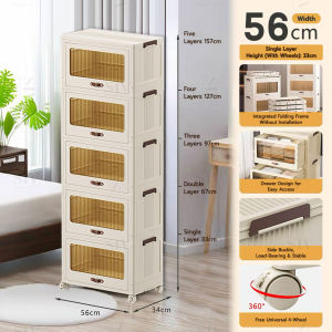 (Easy Installation)SIV 2-5 Tiers Foldable Drawer Cabinet Folding Storage Box Collapsible Organize