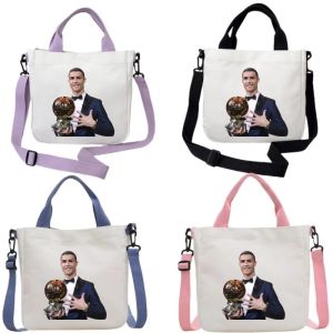 Canvas Crossbody Bag Football Star Sport Ronaldo Tote Bags Multi-Functional Lightweight Shoulder Bag Fashion Teacher Gifts