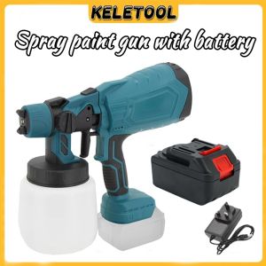 Electric Paint Spray Gun 1000ml Large Capacity Cordless Paint Sprayer High Power Wireless Mesin Pengecat For Home Wall Furniture