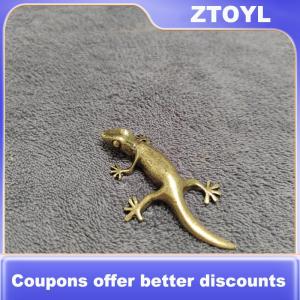 【ZTOYL】 Gecko Figure Home Decor Small Ornaments Antique Brass Animal Figurines Tea Pet Desk Decorations Home Decor Accessories