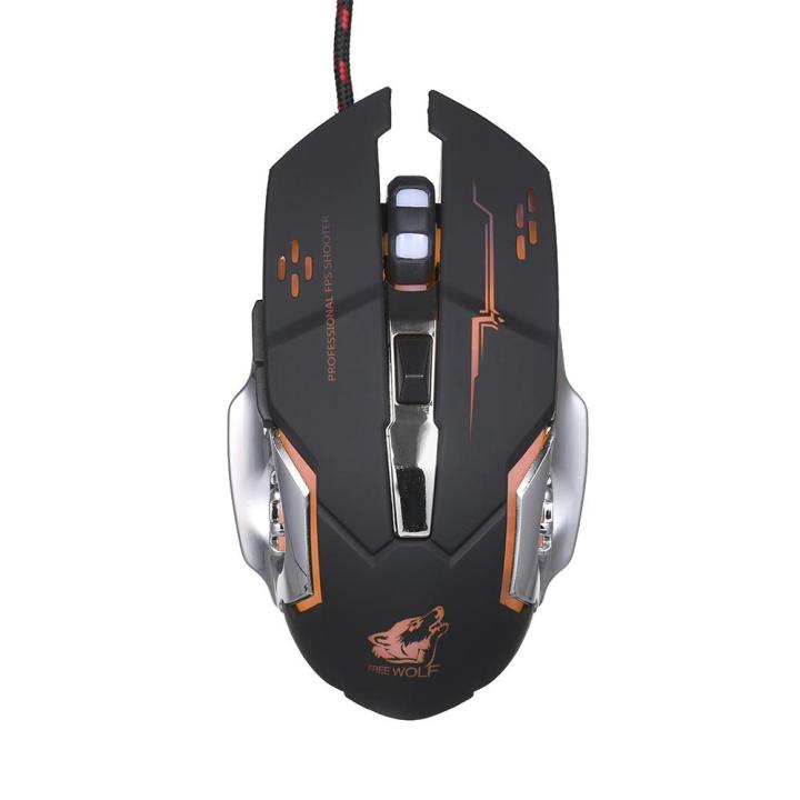 Free Wolf Wired Gaming Mouse Professional FPS Mouse with 4000DPI Silent ...