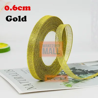 25 yards 22M Gold Silver Glitter Ribbon Satin Gift Flower Wedding Christmas Party Decor DIY Bow Craft Packaging Handmade