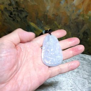 Type A Jadeite light greenish light purplish Tibetan Jambhala (God of Wealth) Jade pendant (with certificate) 翡翠淡紫绿藏密黄财神吊坠(带证书) #2