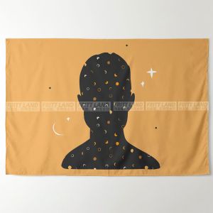 Creative Moon Star Chart Rose Chrysanthemum Flower Tapestry Bedroom Dormitory Decoration Poster Background Wall Cloth Hanging Tapestry
