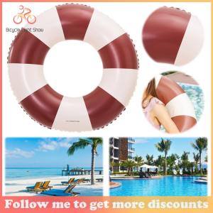 【New Arrival】 Large Inflatable Swim Ring PVC Pool Float with Bright Stripes for Kids and Adults for Summer Water Fun