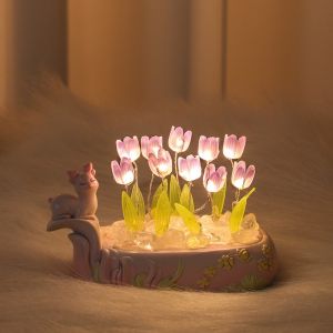 Ornamen Lampu LED Tulip - Set Komplit 10 Bunga Dengan Basis Rusa Projek Kerajinan Seru
