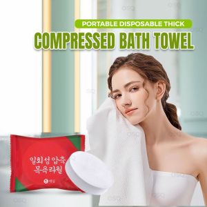 CROWNSTAR 1pcs Portable Disposable Thick Cotton Compressed Bath Towel Tablet For Face & Body
