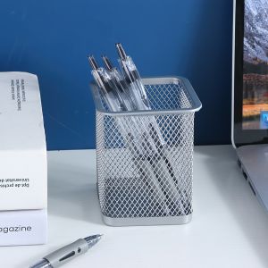 Giỏ Đựng Bút Lưới Sắt Văn Phòng Để Bàn - Ống Đựng Bút Kim Loại VUÔNG Văn Phòng Phẩm BIGBA