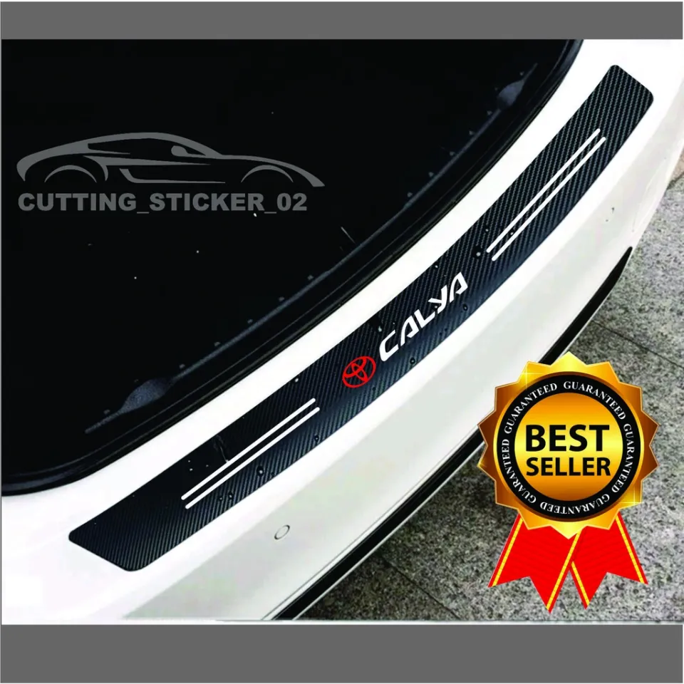 CARBON 3D MOBIL AGYA STICKER SILL PLATE CARBON 3D PIJAKAN BUMPER BAGAS