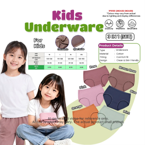 Kids Cotton Underwear 3PCS Set Girls Brief Panties Soft Breathable Stretchable Washable Children Underwear M-2XL