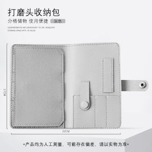 Manicure Nail 37 Slot Holder Nail Drill Bits Storage Leather Bag Kit 美甲打磨头收纳包37孔卡扣式死皮剪钢推多功能皮质便携整理工具包