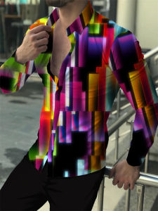 2026 mens formal dress party shirt quality material gold line lapels blue purple green red outdoor street fashion designer new.