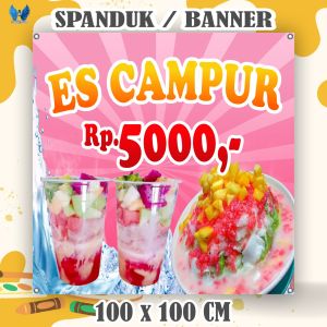 Cetak Spanduk Banner ES BUAH PINK Costom Desain