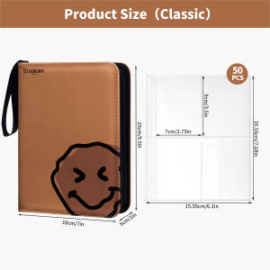 Blueberry Binder Zipper Album Leather PU 400/900 Pocket Organizer Binder For Lomo Card Photocard Pokemon BERYFAM