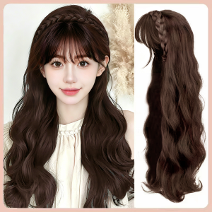 【 COD/In Stock 】 Air Feel Straight Hair Wig Half Head Cover Korean style Long Straight Hair Half Head Wig Heat Resistant Synthetic Fiber Easy to Wear and Manage Natural Fluffy Fashion Women